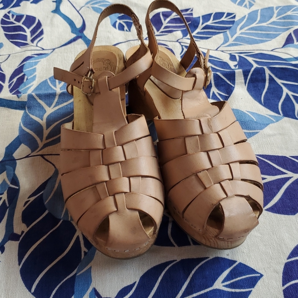 Ecote Leather Ankle Strap Sandal Clogs Size 8 - Picture 2 of 12